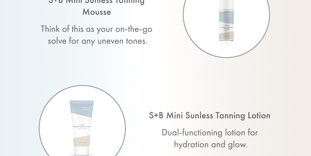 A brochure containing some information about all four Sugared and Bronzed tanning products contained in the Glow Bag.