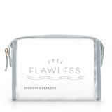 Large see-through bag with Sugared and Bronzed's Feel Flawless slogan in gray.