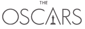 Logo for The Oscars with a stylized statue on a white background